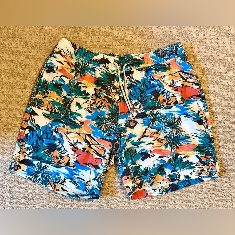 NWT Faherty Men’s Tropical Beacon Swim Trunk in Coastal Brights, Sz XXL